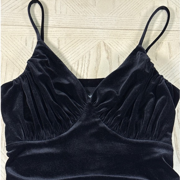 Express Velvet Bodysuit Black Sleeveless Ruched Party Top Blouse Club Date S - Picture 2 of 10